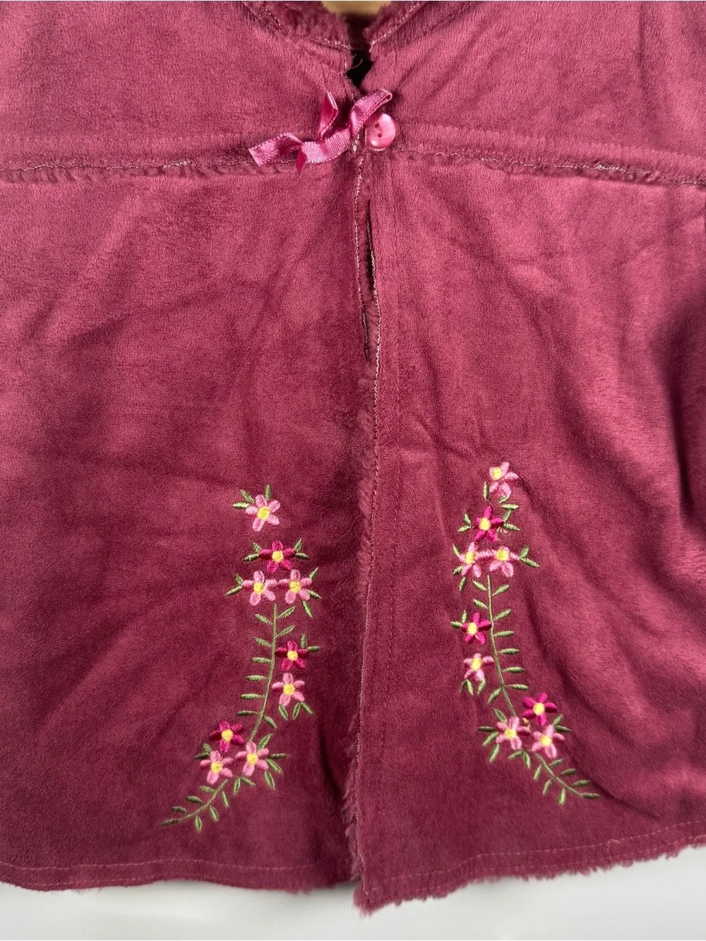 VTG Y2K Baby Togs Girls 4T Faux Fur Vest Floral Mauve Cottage Bratz Girlhood